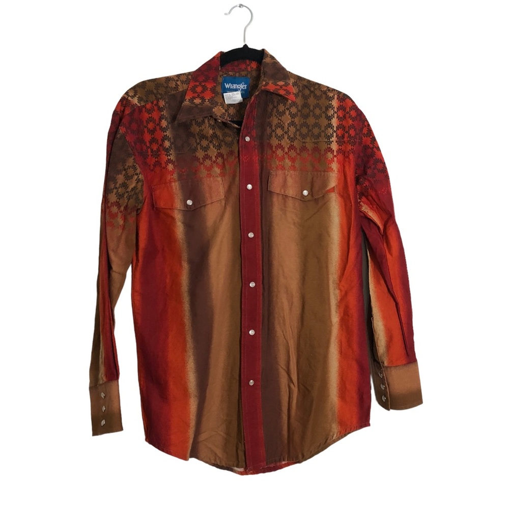 Vintage Wrangler Western Shirts Pearl Button Snap Front Long Sleeve Shirt